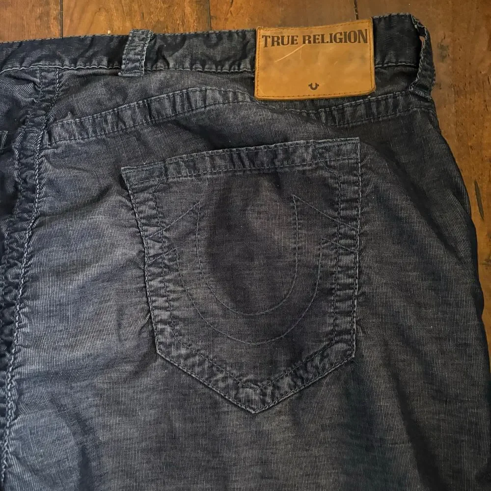 True Religion Ricky Relaxed Straight Corduroy Jeans Mens 46x32 Blue Streetwear